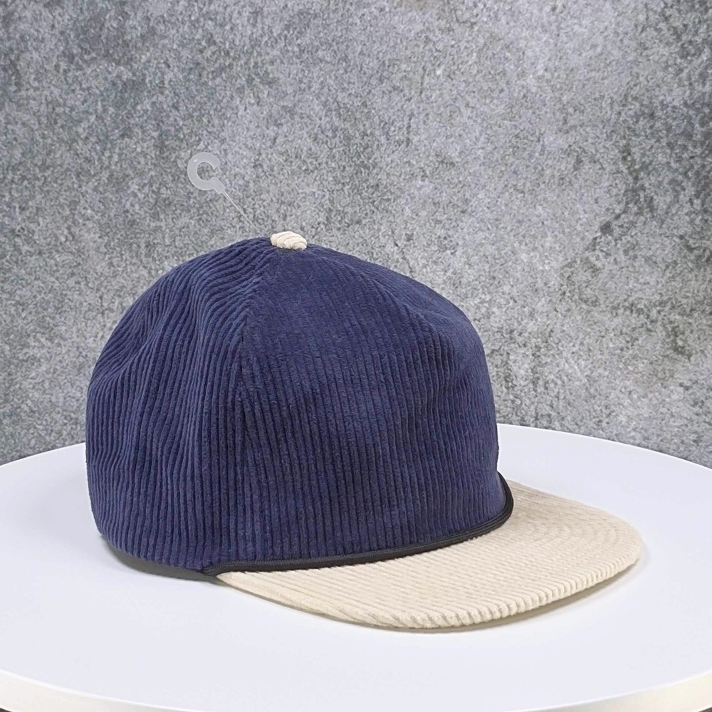 Corduroy Baseball Cap Two Tone Navy Blue Beige Adjustable Snapback‎